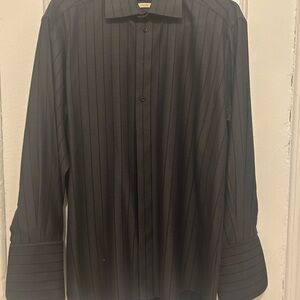 Men's Black Pinstripe Dress Shirt
